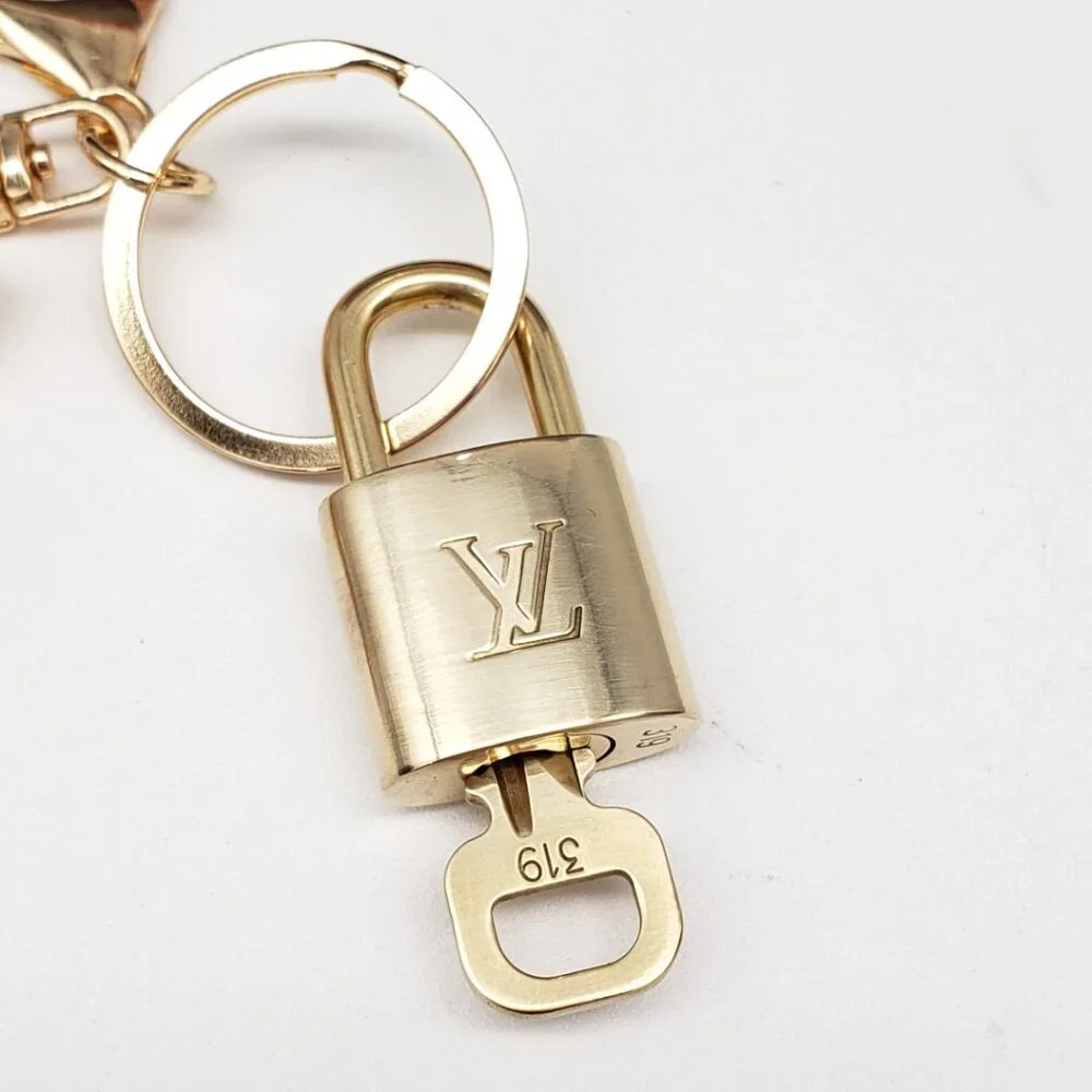 Louis Vuitton Gold Padlock Key 🔒 Authentic LV Charm + Unbranded Cat Keychain